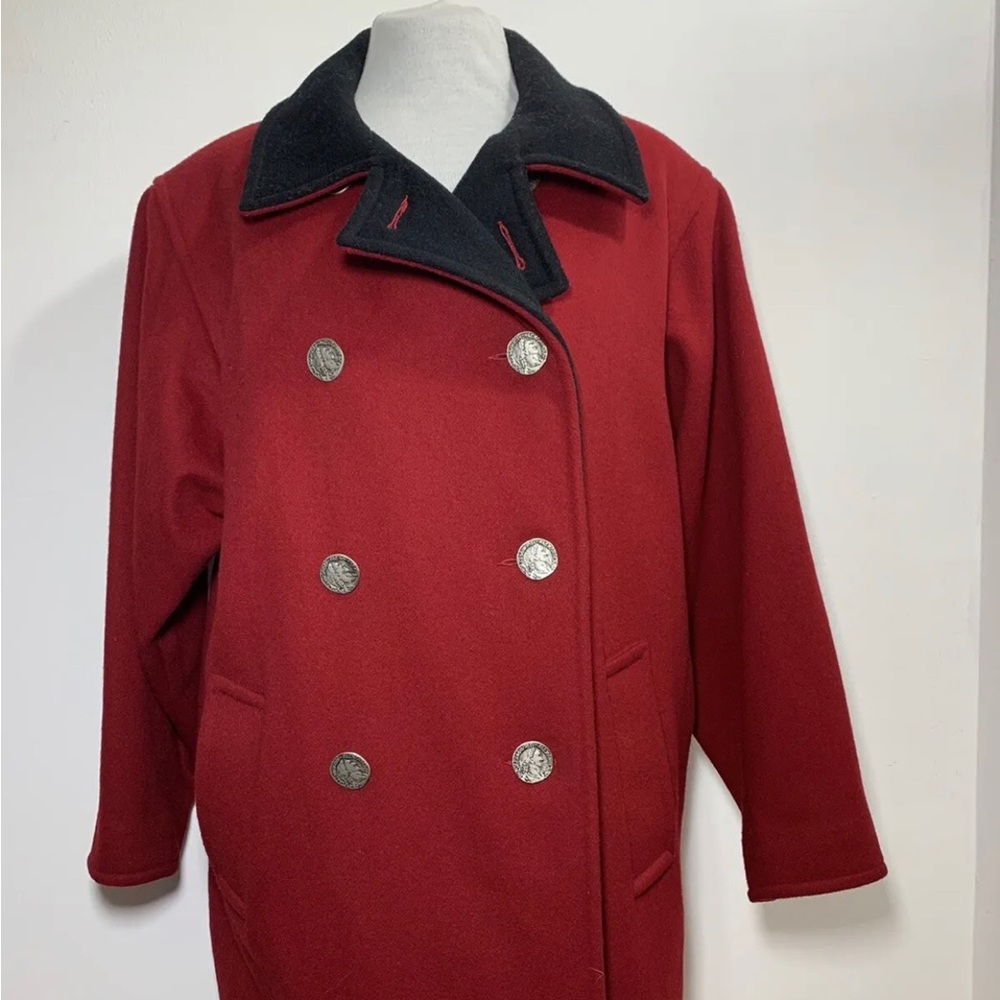 Steve By Searle Wool Coat Jacket Wool Red Winter Vintage US8 UK Size 12 - Picture 2 of 8